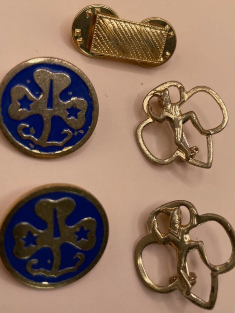 Vintage American 1980s Brownie Girl Scout Pins, Bundle of 5